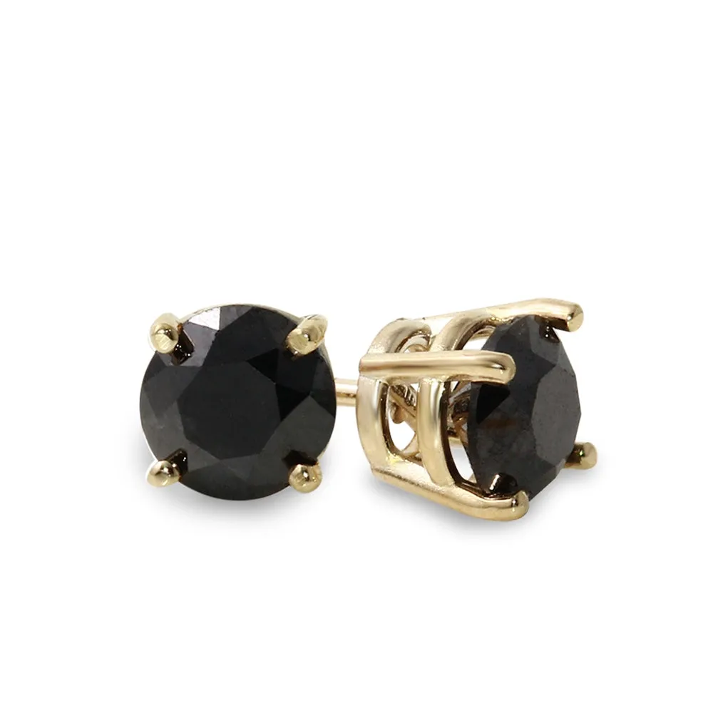 10K Yellow Gold 7/8 CTW Rd Black Diamond Stud Earrings