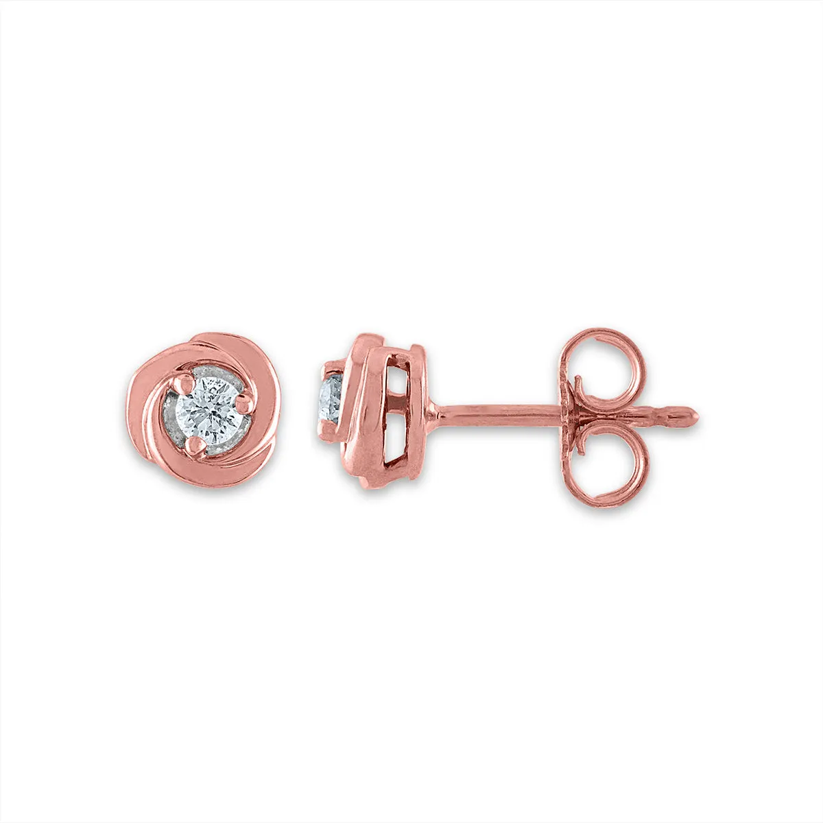 1/10 CTW Diamond Stud Love Knot Earrings in 10KT Rose Gold