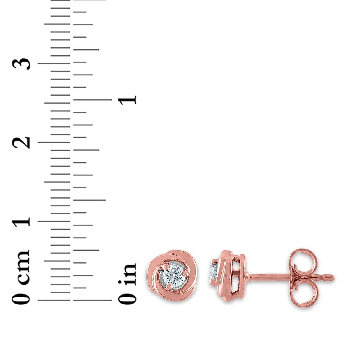 1/10 CTW Diamond Stud Love Knot Earrings in 10KT Rose Gold