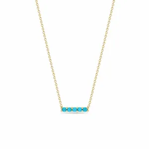 14k 5 Prong Turquoise Bar Pendant Necklace