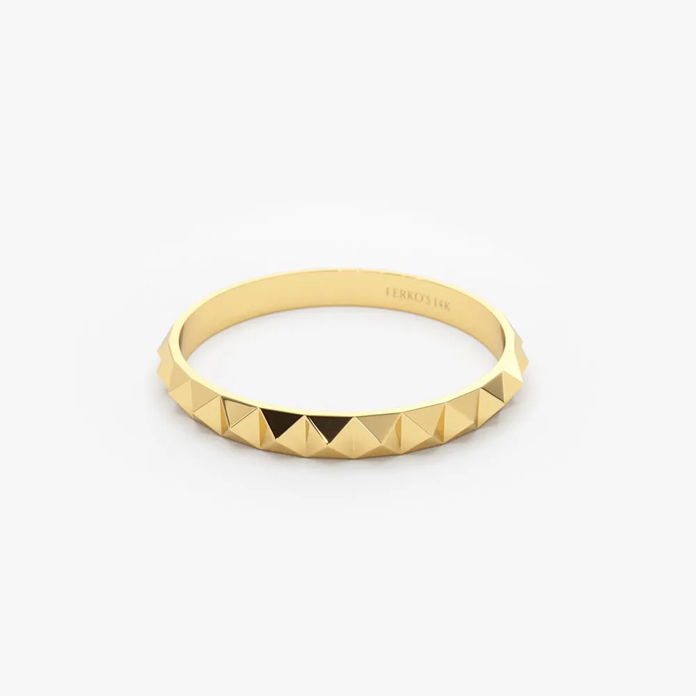 14K Gold Spike Pyramid Eternity Ring