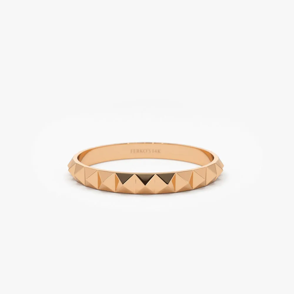 14K Gold Spike Pyramid Eternity Ring