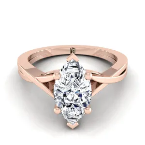 14K Rose Gold Marquise  Delicate Twist Solitaire Engagement Ring