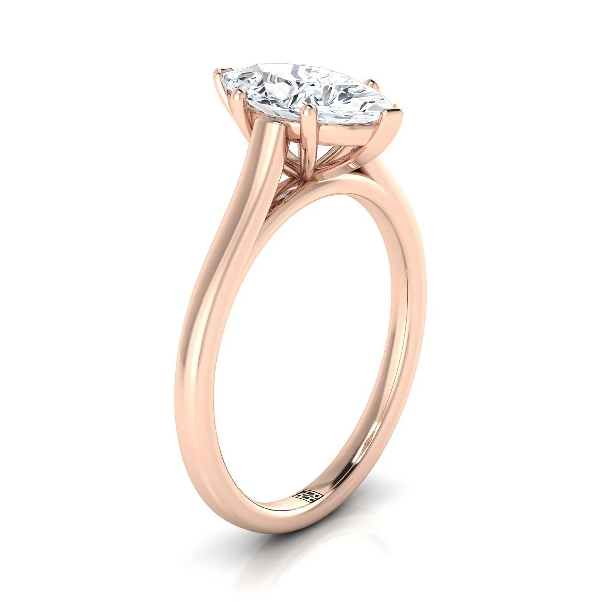 14K Rose Gold Marquise   Elegant Cathedral Solitaire Engagement Ring