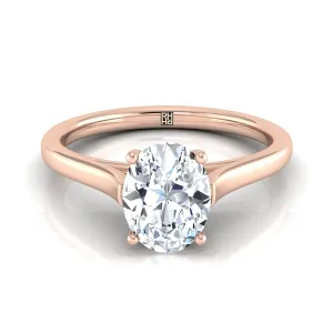 14K Rose Gold Oval  Elegant Cathedral Solitaire Engagement Ring