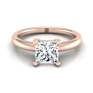 14K Rose Gold Princess Cut Rounded Comfort Fit Solitaire Engagement Ring