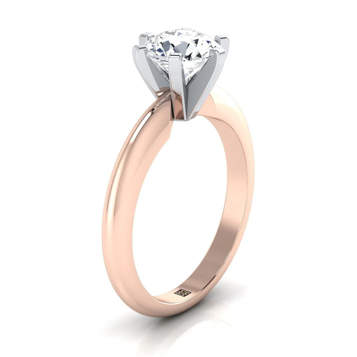 14K Rose Gold Round Brilliant  Simple Low Base Solitaire Engagement Ring