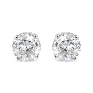 14K White Gold 0.40 Cttw Round Brilliant-Cut Diamond Classic 4-Prong Stud Earrings (L-M Color, I1-I2 Clarity)