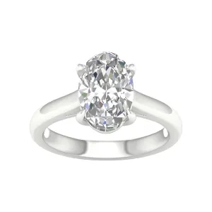 14K White Gold Lab Grown 3ct Oval Diamond Solitaire Engagement Ring