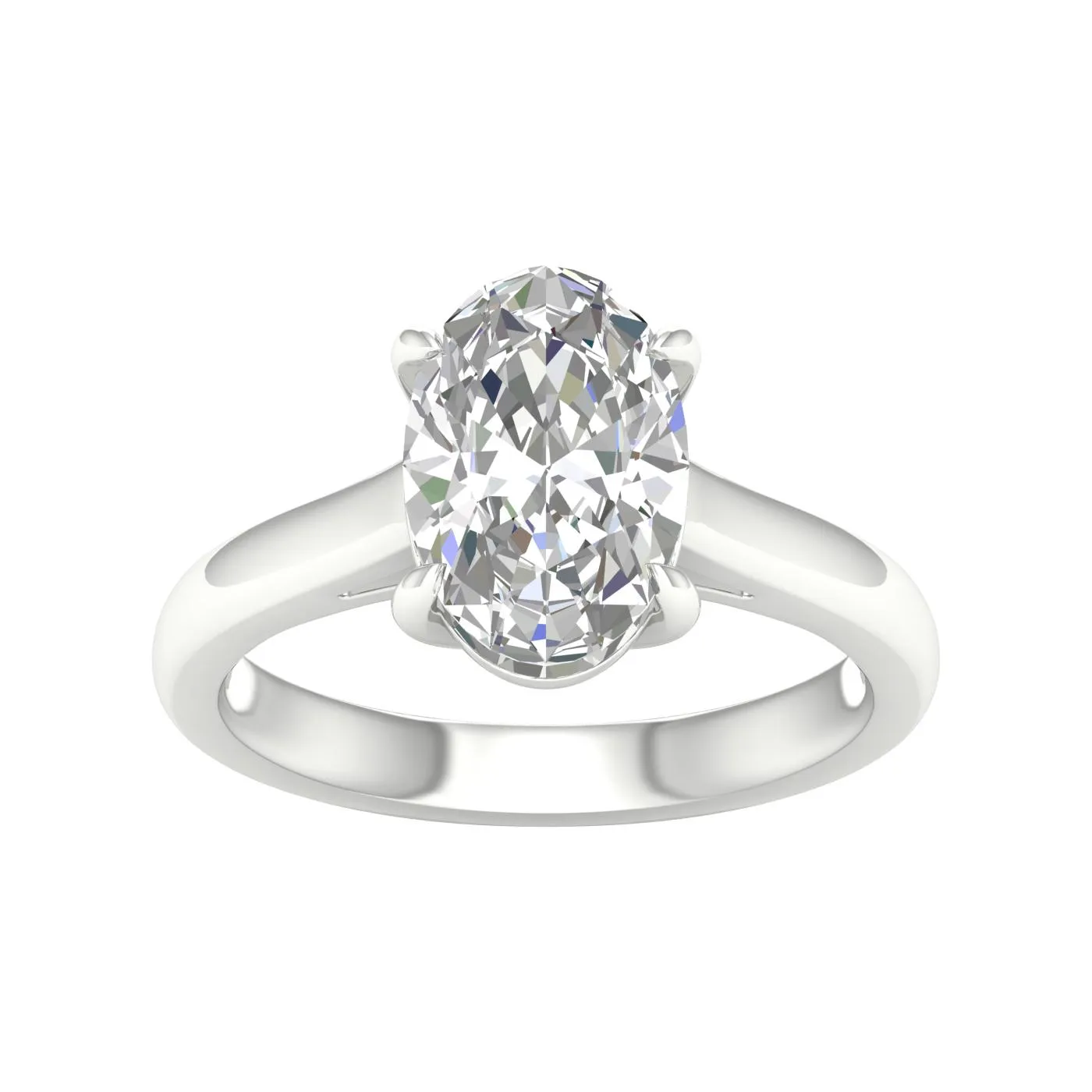 14K White Gold Lab Grown 3ct Oval Diamond Solitaire Engagement Ring