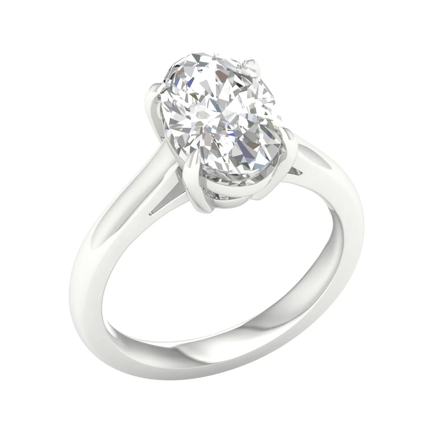 14K White Gold Lab Grown 3ct Oval Diamond Solitaire Engagement Ring