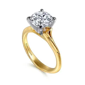 14K White-Yellow Gold Round Diamond Engagement Ring-Ellis