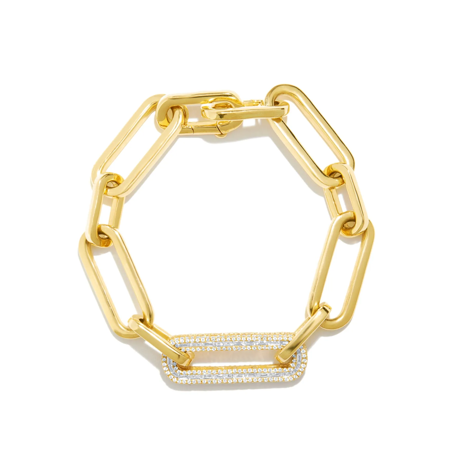 14KT Yellow Gold Baguette Diamond Chain Link Magic Necklace