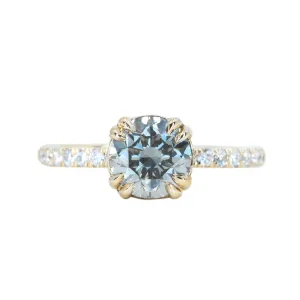 1.51ct Round Grey Diamond and French Set Double Prong Solitaire in 14k Yellow Gold