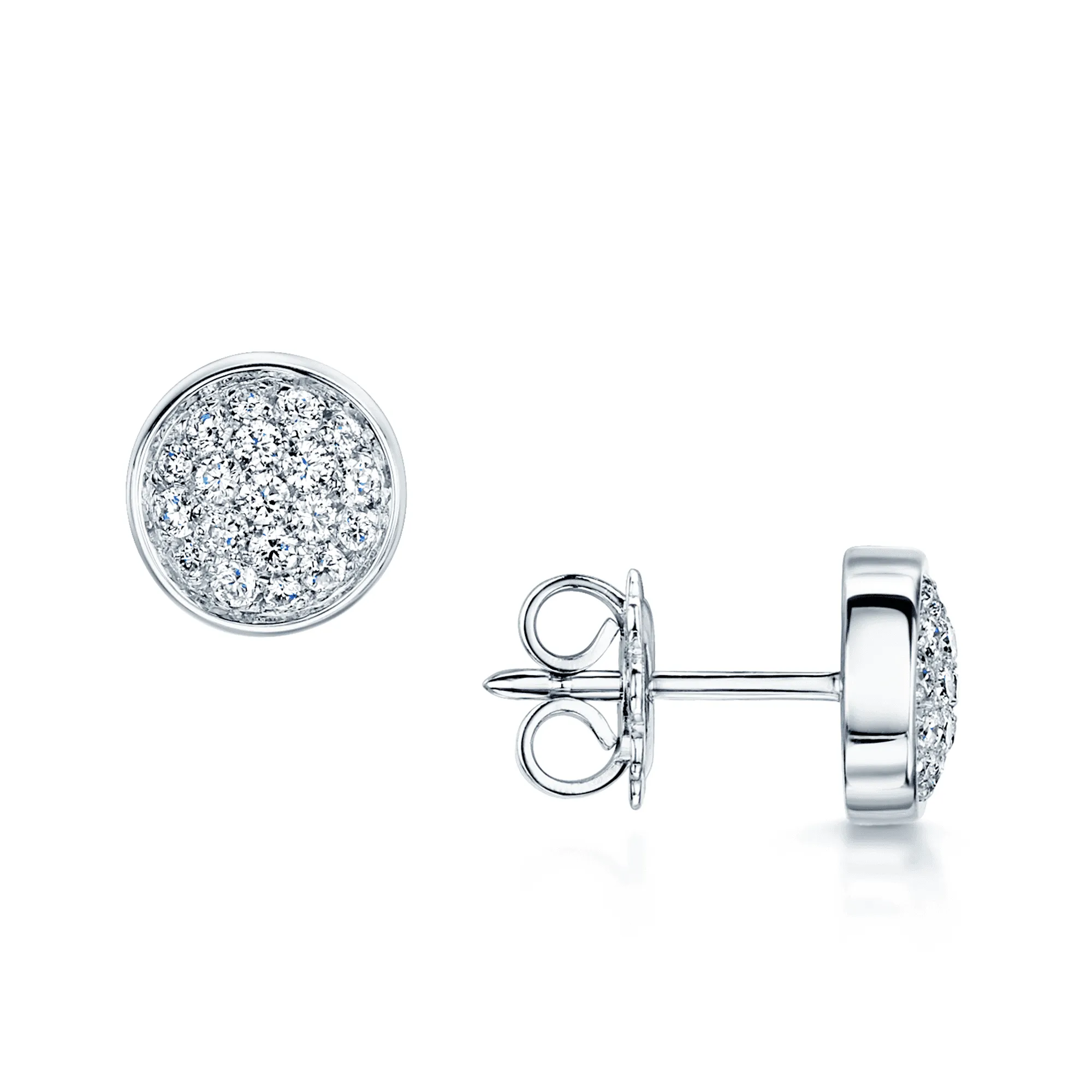 18ct White Gold  Set Domed Diamond Earrings