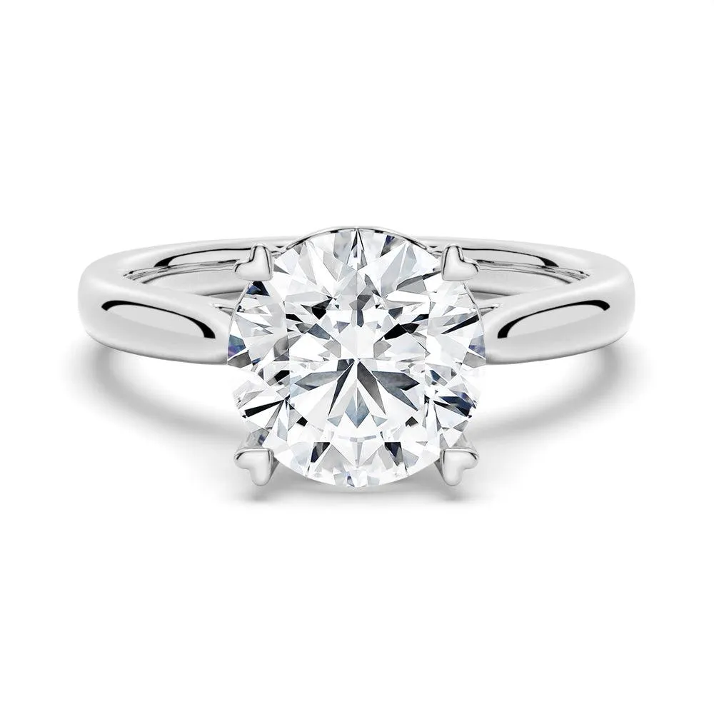 3 CT. Secret Solitaire Round Moissanite Engagement Ring