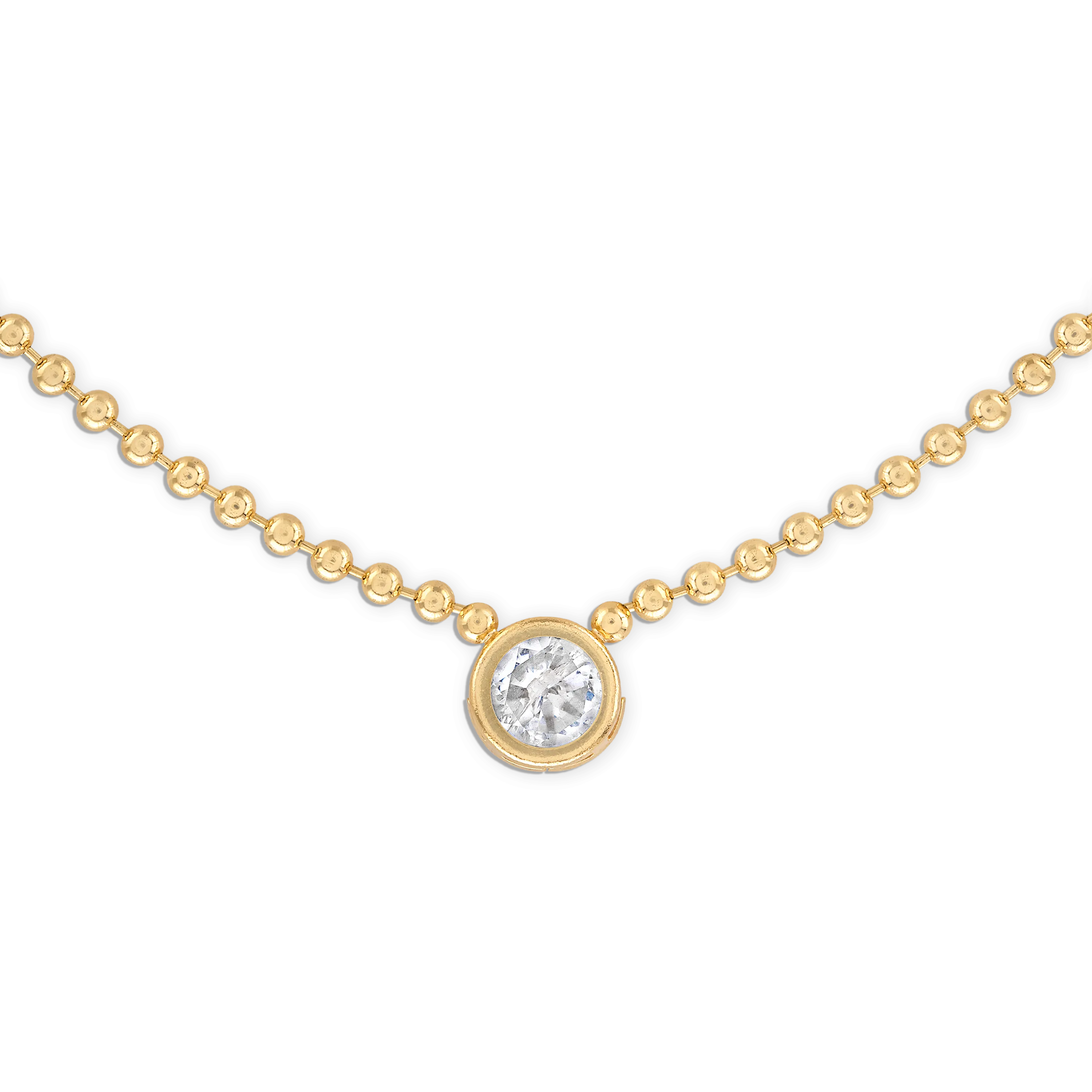 3MM Crystal Gold Ball Chain Necklace