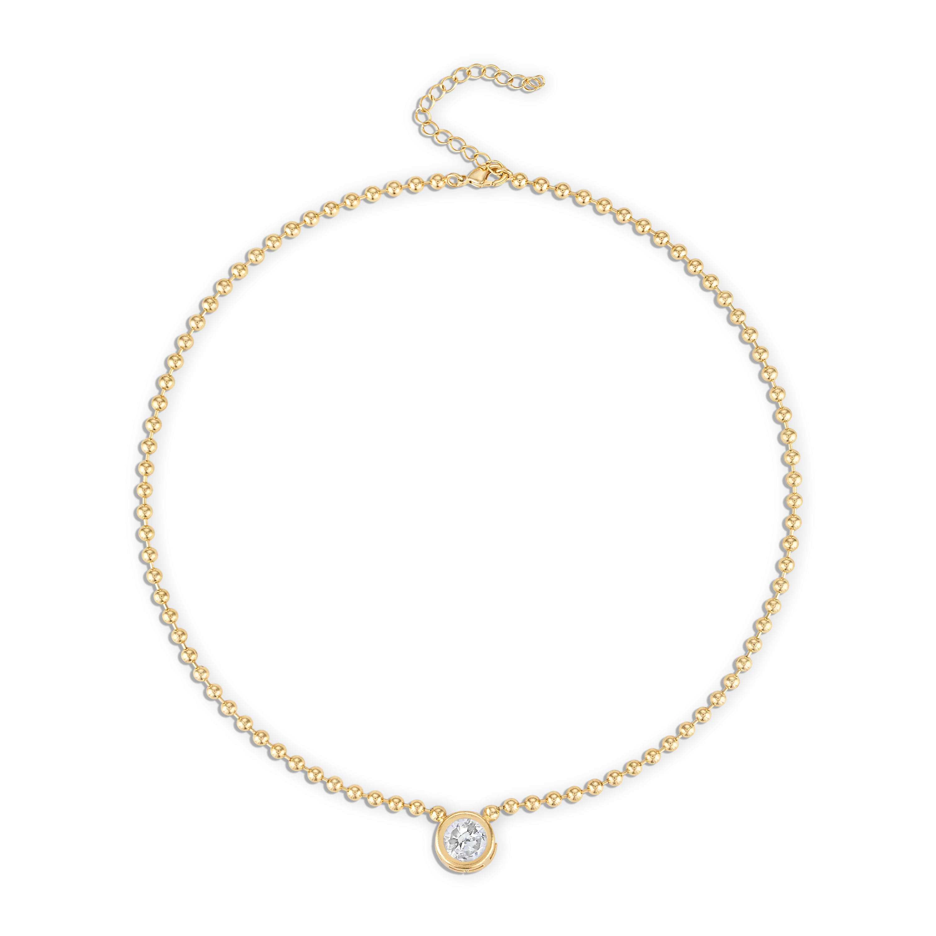 3MM Crystal Gold Ball Chain Necklace