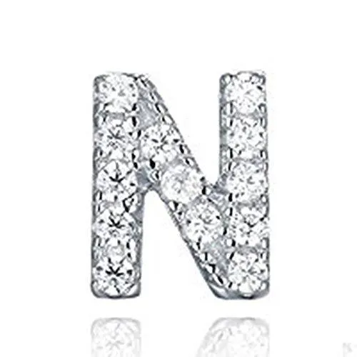 925 Sterling Silver CZ Simulated Diamond Stud Earrings Fashion Alphabet Letter Initial Earrings