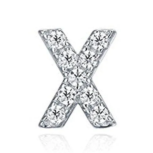 925 Sterling Silver CZ Simulated Diamond Stud Earrings Fashion Alphabet Letter Initial Earrings