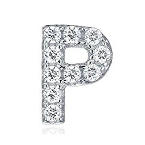 925 Sterling Silver CZ Simulated Diamond Stud Earrings Fashion Alphabet Letter Initial Earrings