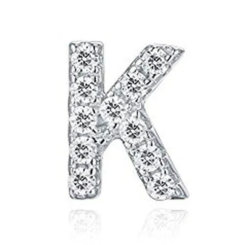 925 Sterling Silver CZ Simulated Diamond Stud Earrings Fashion Alphabet Letter Initial Earrings