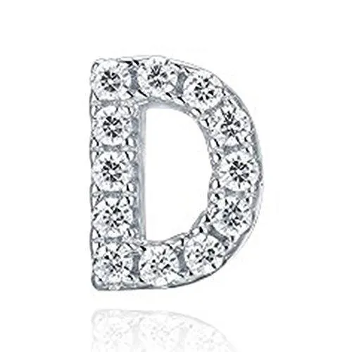 925 Sterling Silver CZ Simulated Diamond Stud Earrings Fashion Alphabet Letter Initial Earrings