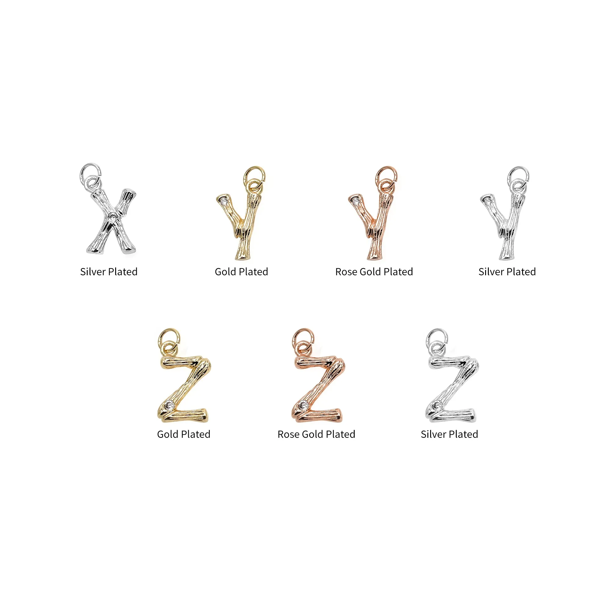 Alphabets 15mm Single Bail Pendants, Letter Charms, Personalized Necklace