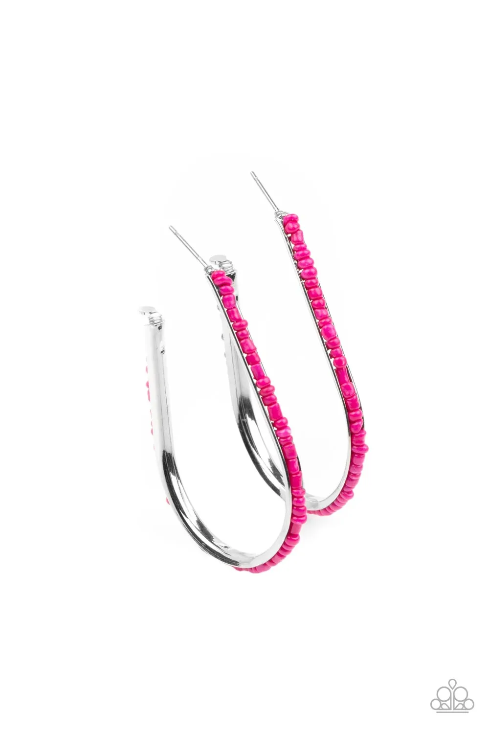 Beaded Bauble - Pink Hoop Earring