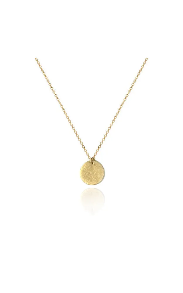 BJNA072MG Matte Gold "One Thing" Disk Pendant Necklace