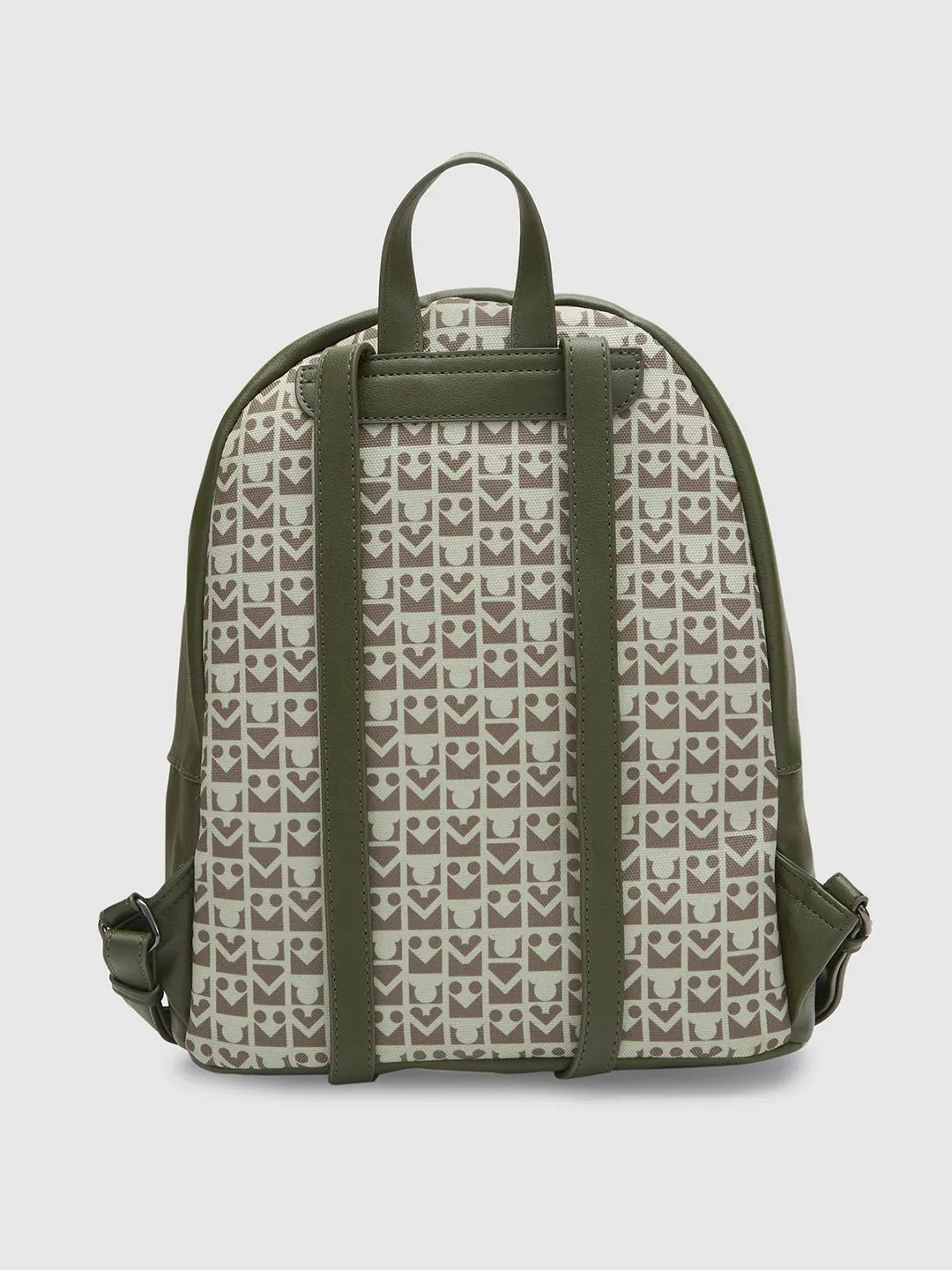 Caprese Disney Inspired Graphic Printed Mickey Mouse Collection Medium Backpack Olive Green