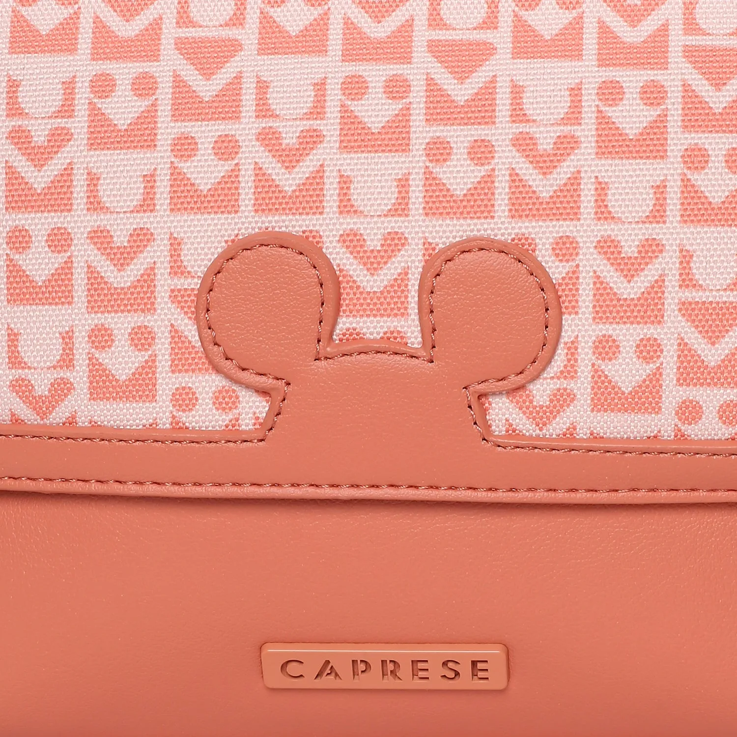 Caprese Disney Inspired Graphic Printed Mickey Mouse Collection Sling Medium Handbag Coral