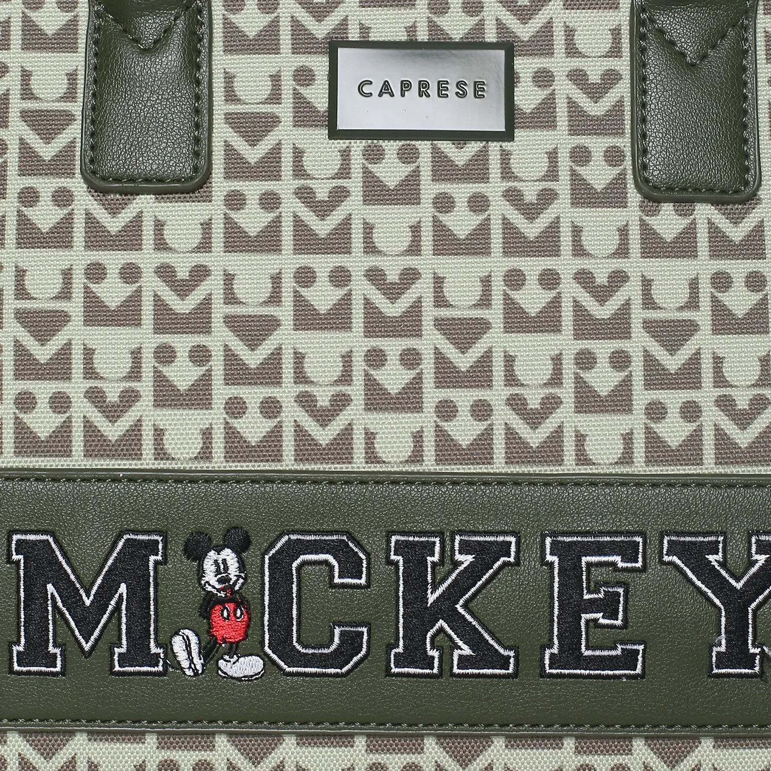 Caprese Disney Inspired Graphic Printed Mickey Mouse Collection Sling Medium Handbag Olive Green