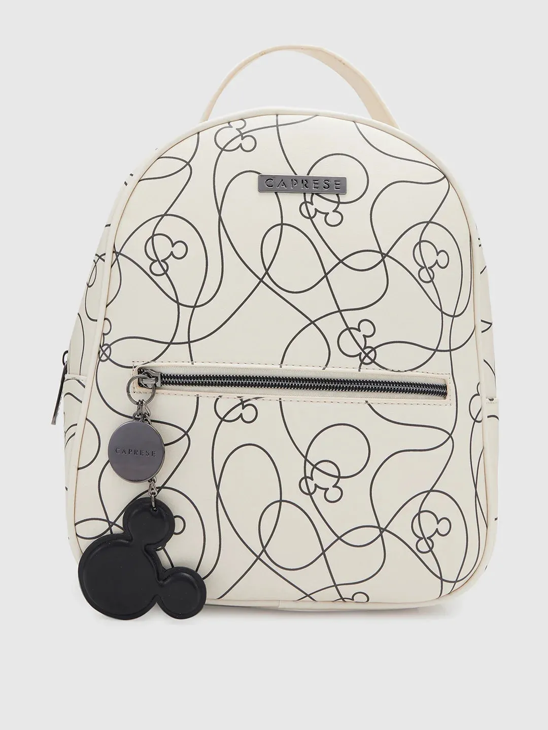 Caprese Disney Inspired Printed Mickey Mouse Collection Medium Backpack White