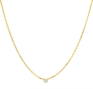 Chain Necklace with Simple CZ Center Stone