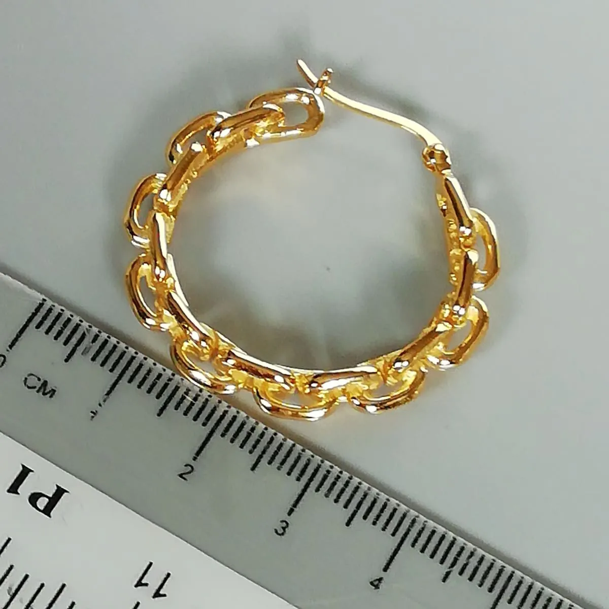 Chunky gold hoops | Anchor link hoops  Sterling silver gold dipped hoops | E999