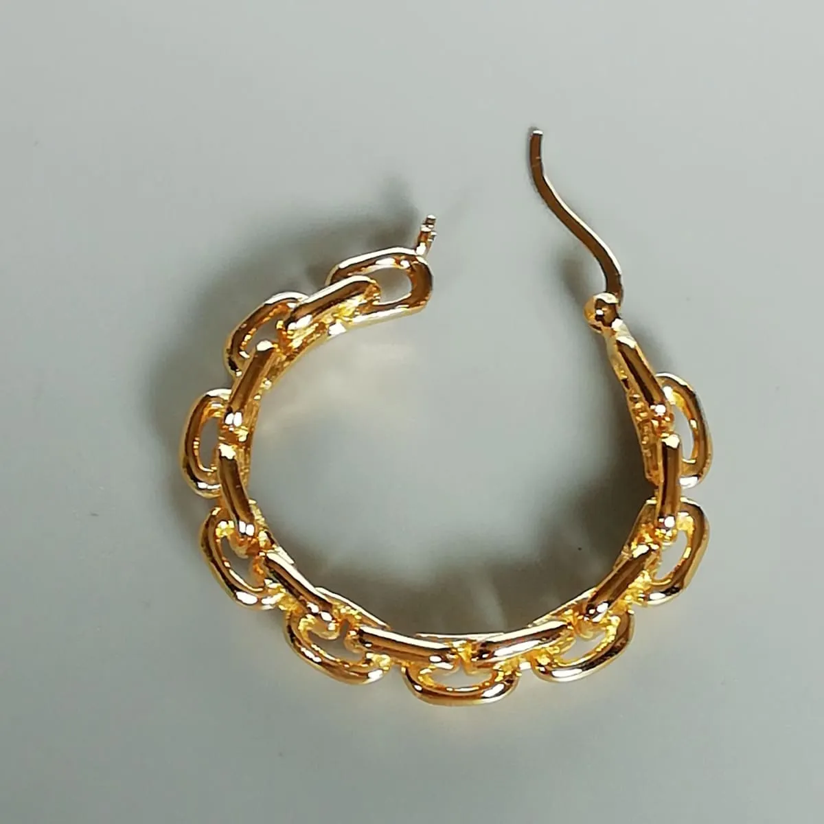 Chunky gold hoops | Anchor link hoops  Sterling silver gold dipped hoops | E999