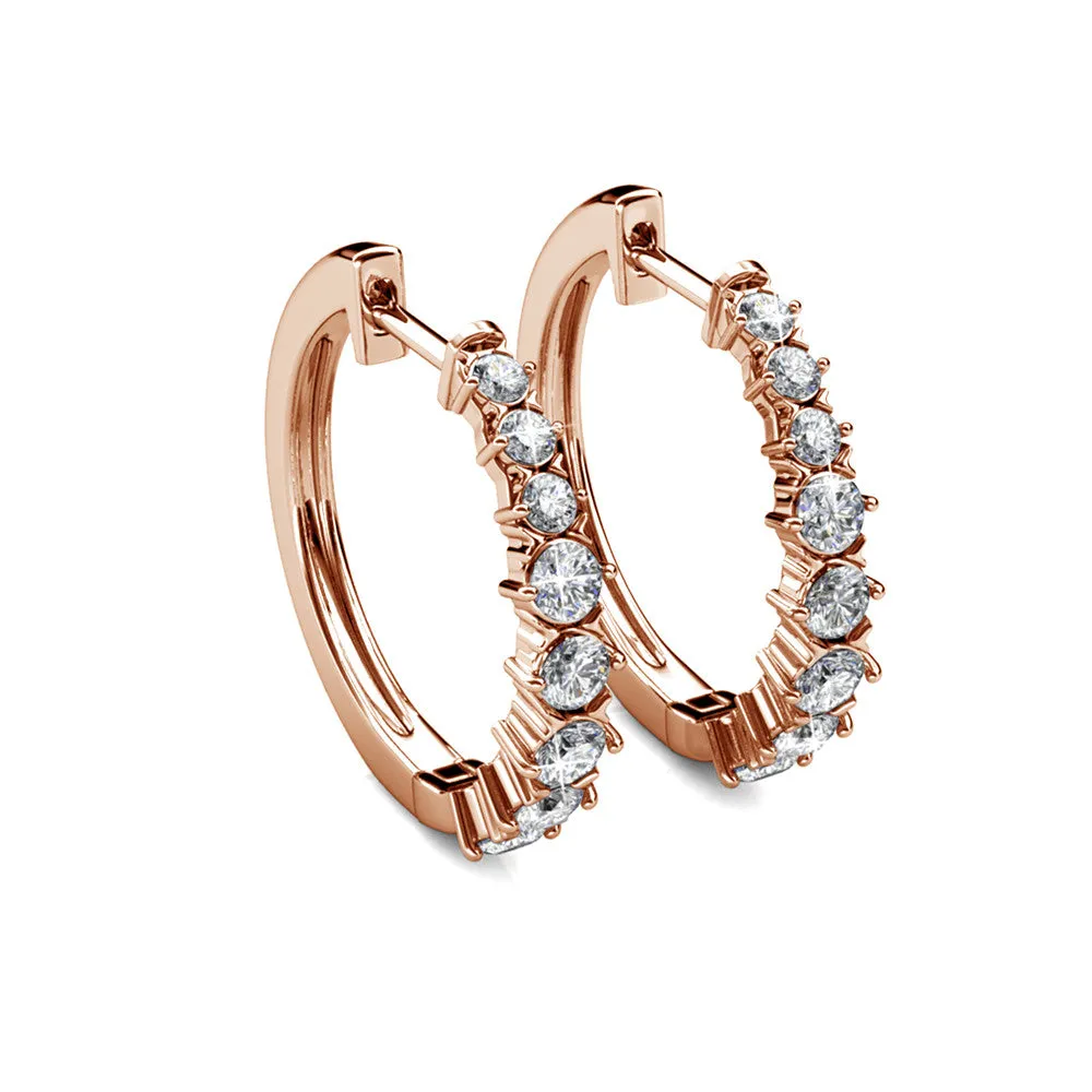 Claire 18k White Gold Plated Hoop Earrings with Swarovski Crystals