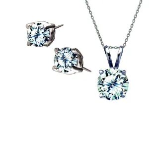 Combination Royal Stud Earrings (.25 ctw) and Dream Necklace (.10 ct) in 14k Wg with Round Br Dias