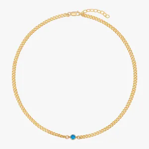 Curb Chain Sapphire Bezel Choker