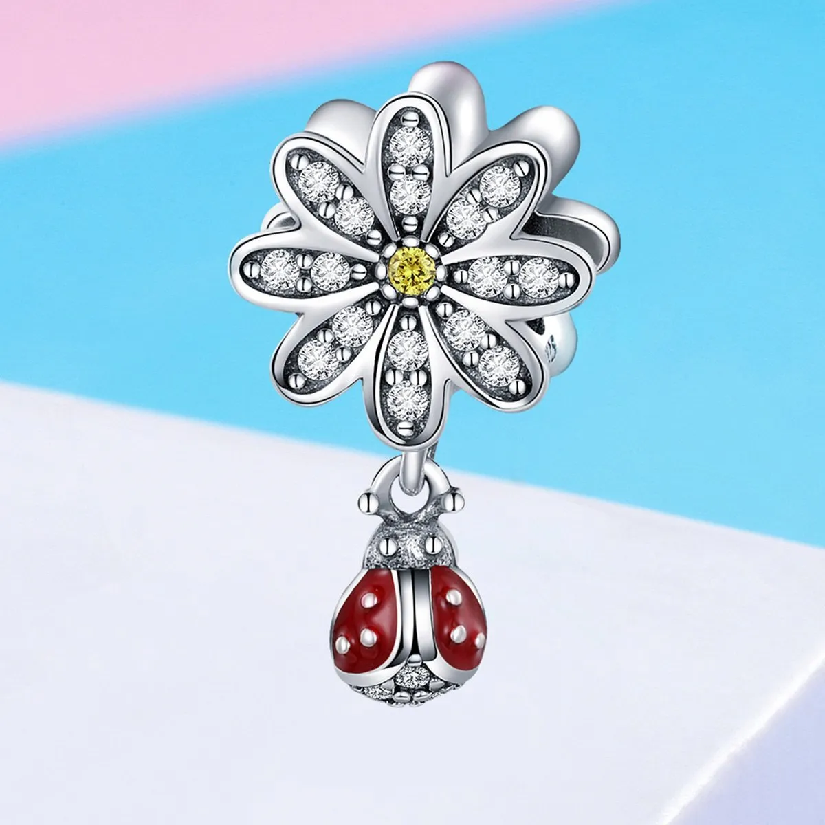 Dazzling Daisy CZ 925 Sterling Silver Bead Dangle Charm