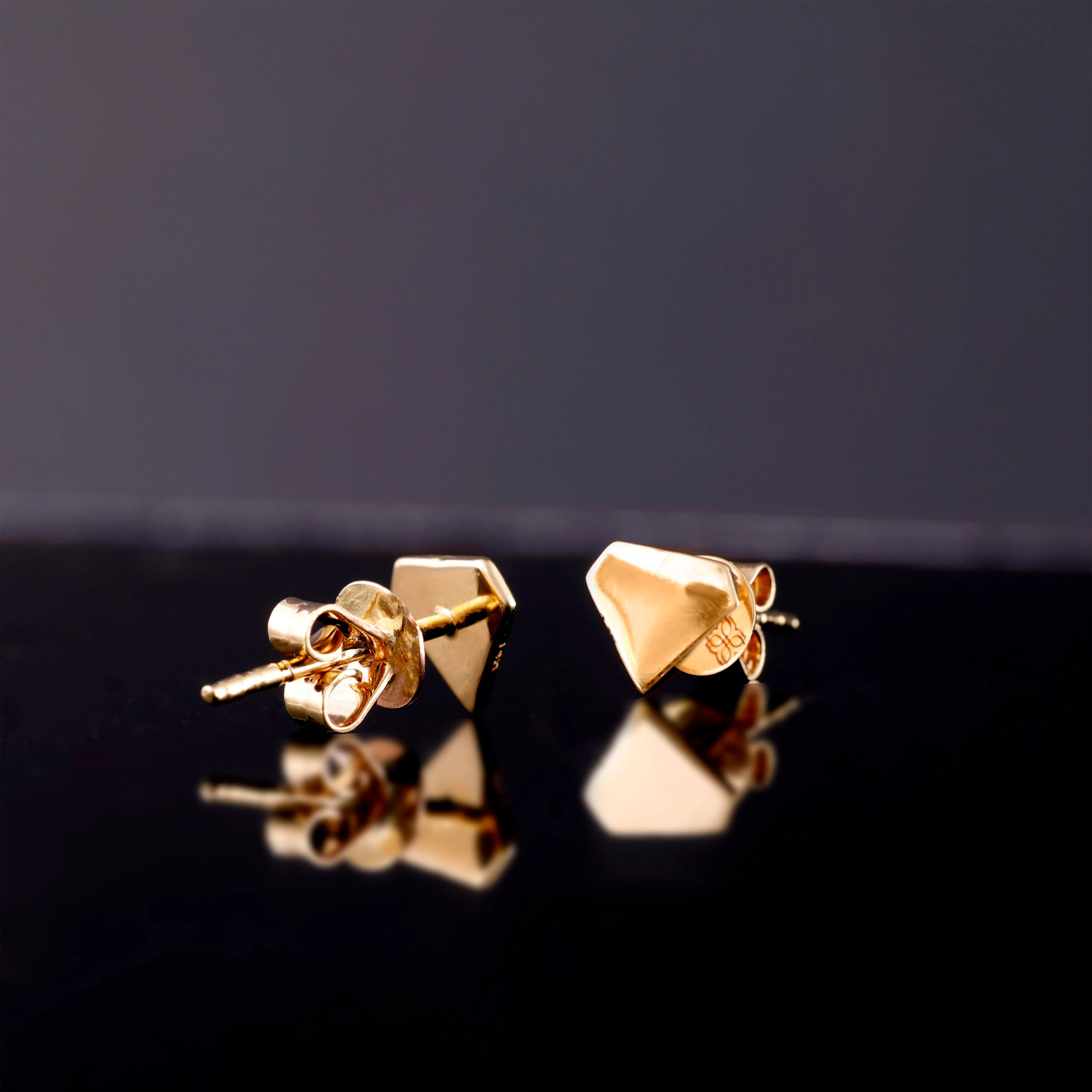 Diamond Shape Solid Gold Studs, Marilyn