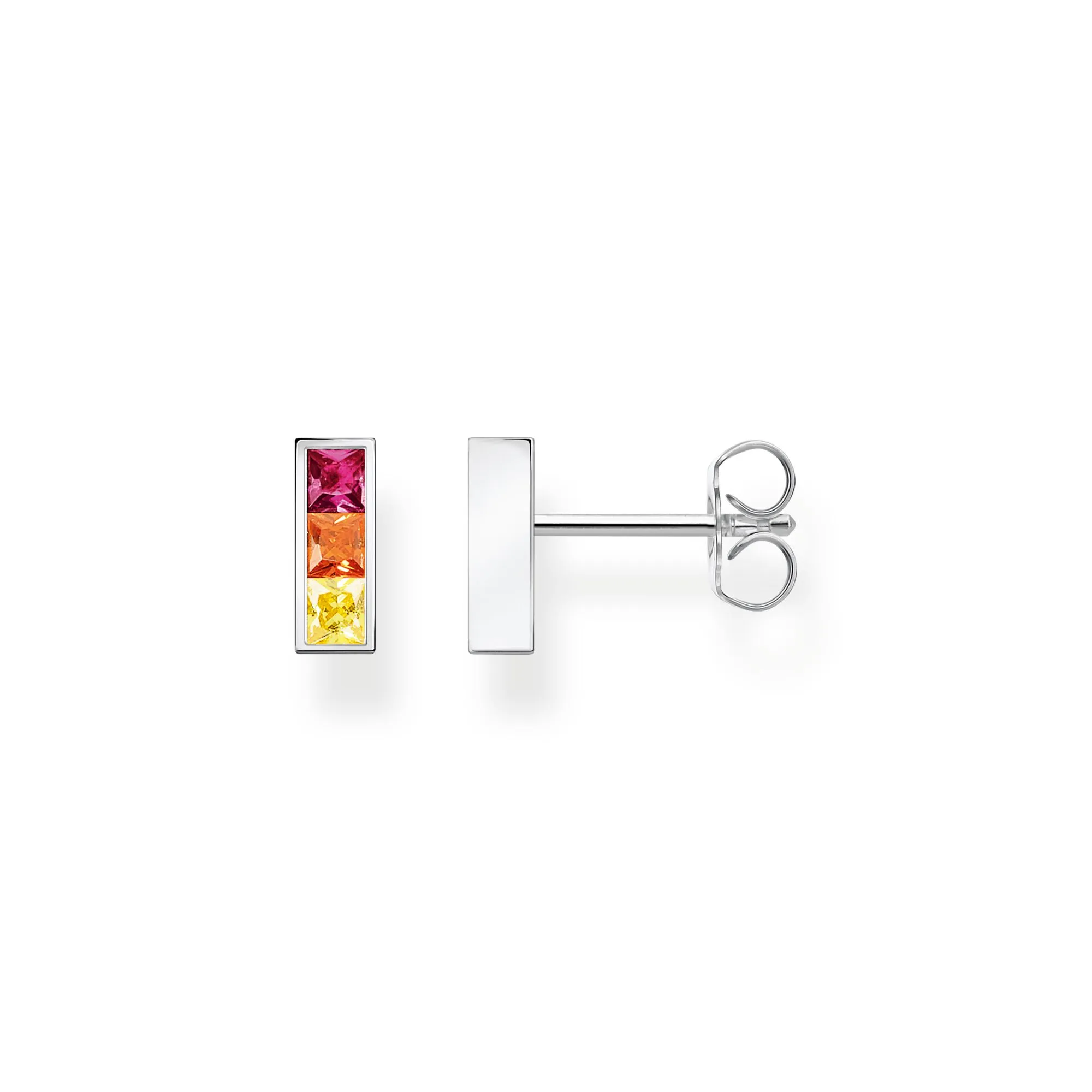 Ear studs colourful stones silver