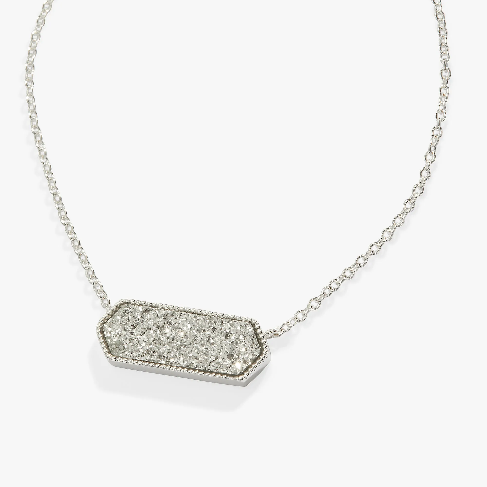 Glitter Druzy Pendant Necklace, Silver