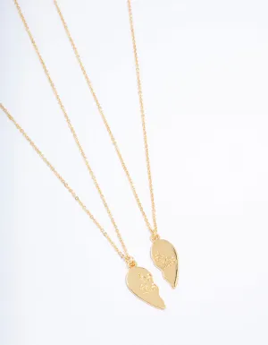 Gold Plated Best Friend Heart Pendant Necklace Pack