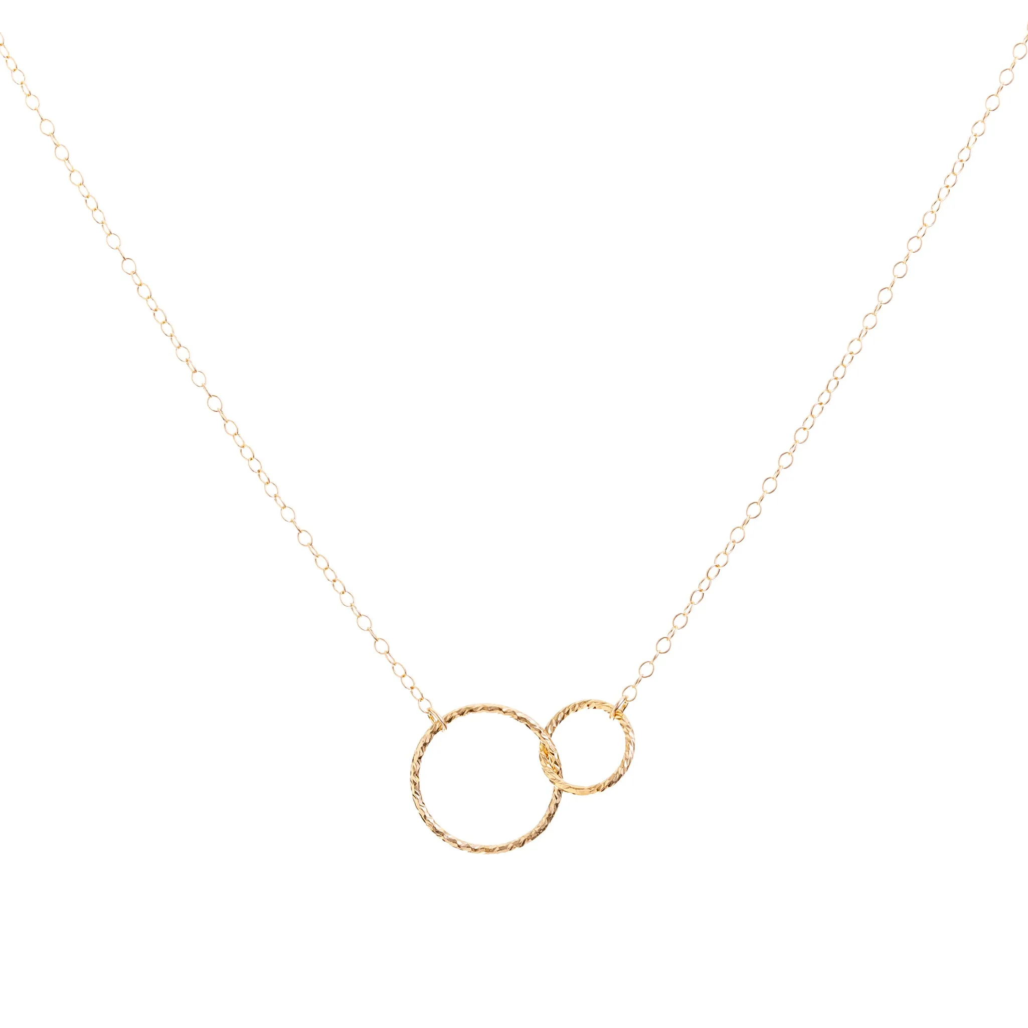 Gold Textured Infinity Circles Necklace