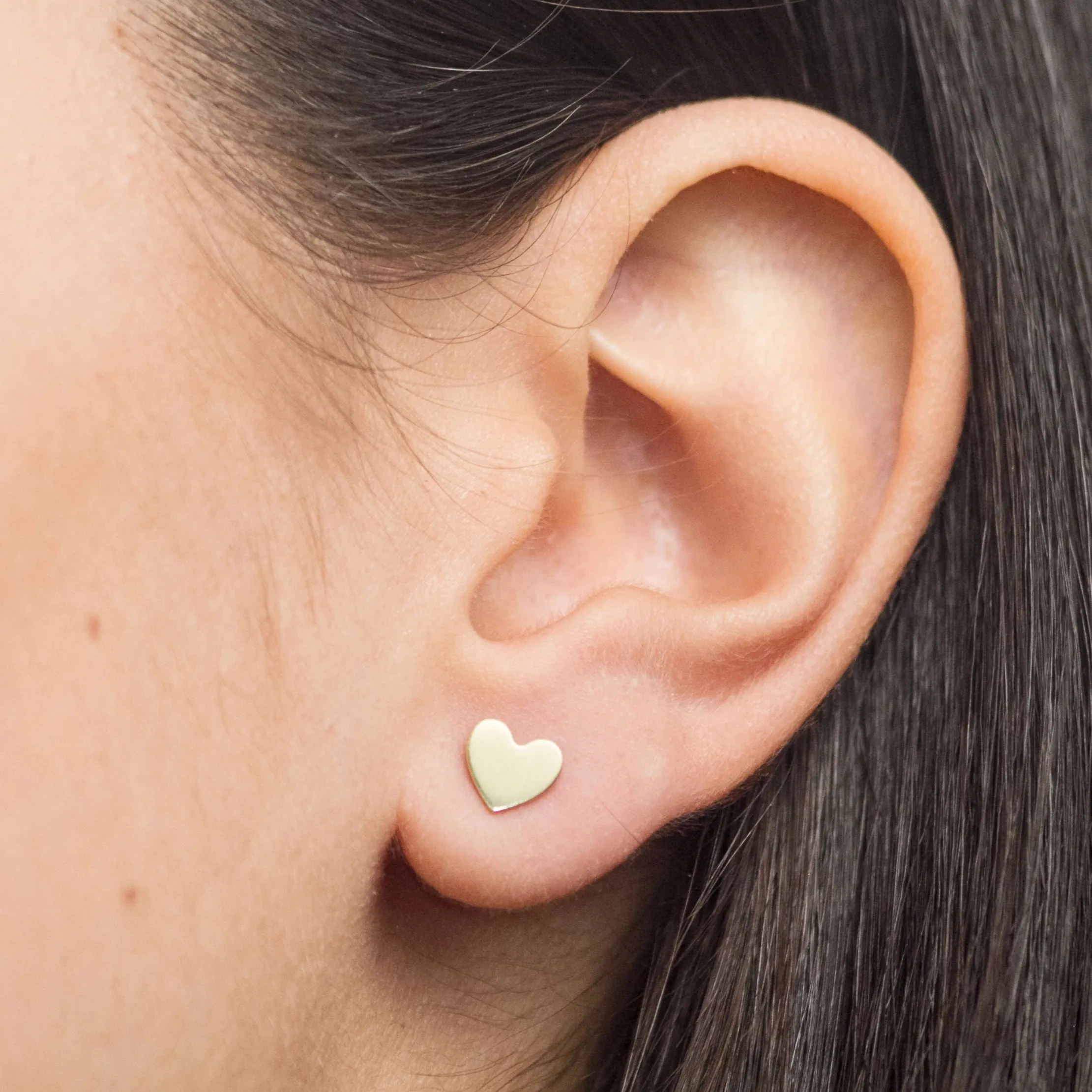 Heart Stud Earrings – 14k Yellow Gold