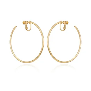 Large Open Hoop Clip On Earrings