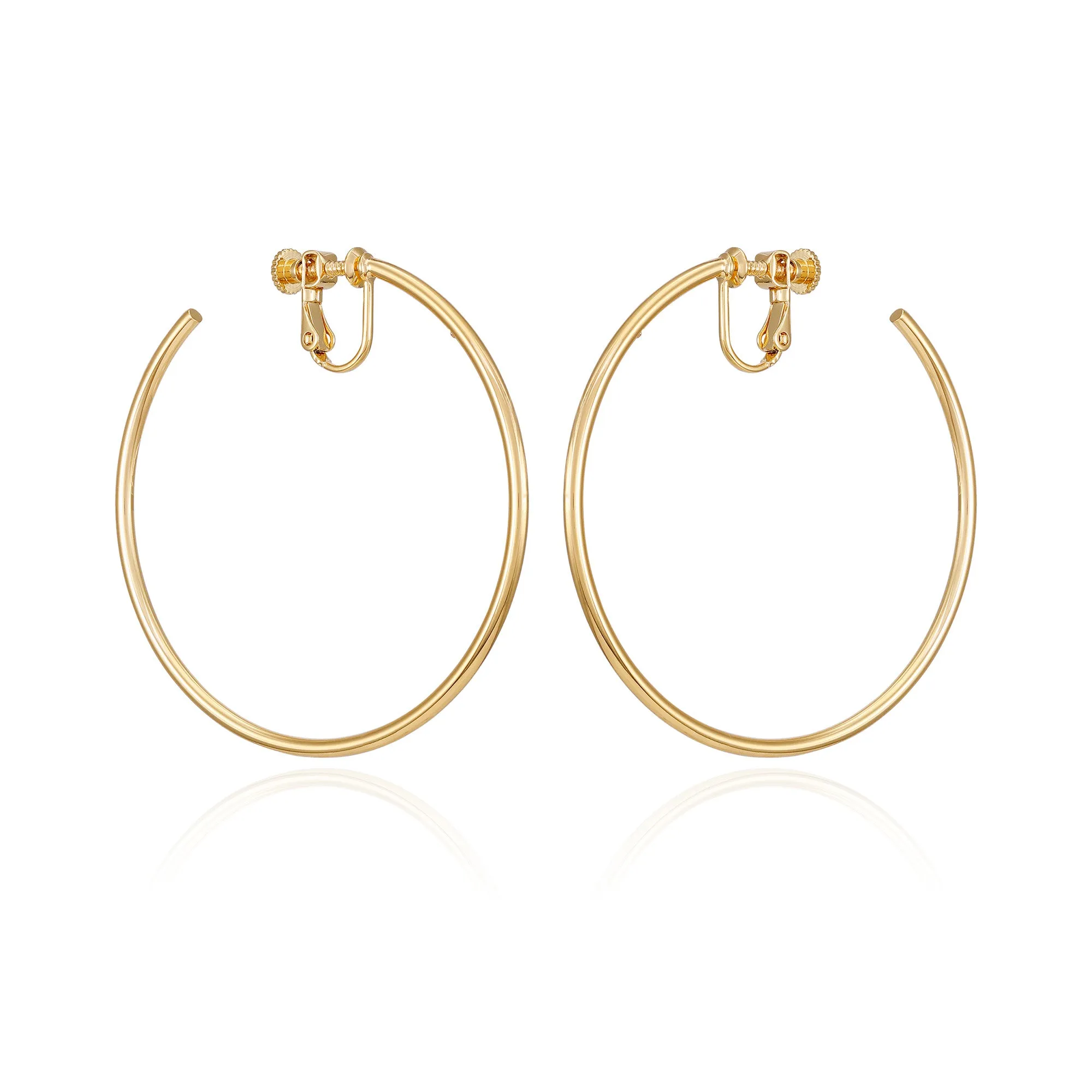 Large Open Hoop Clip On Earrings