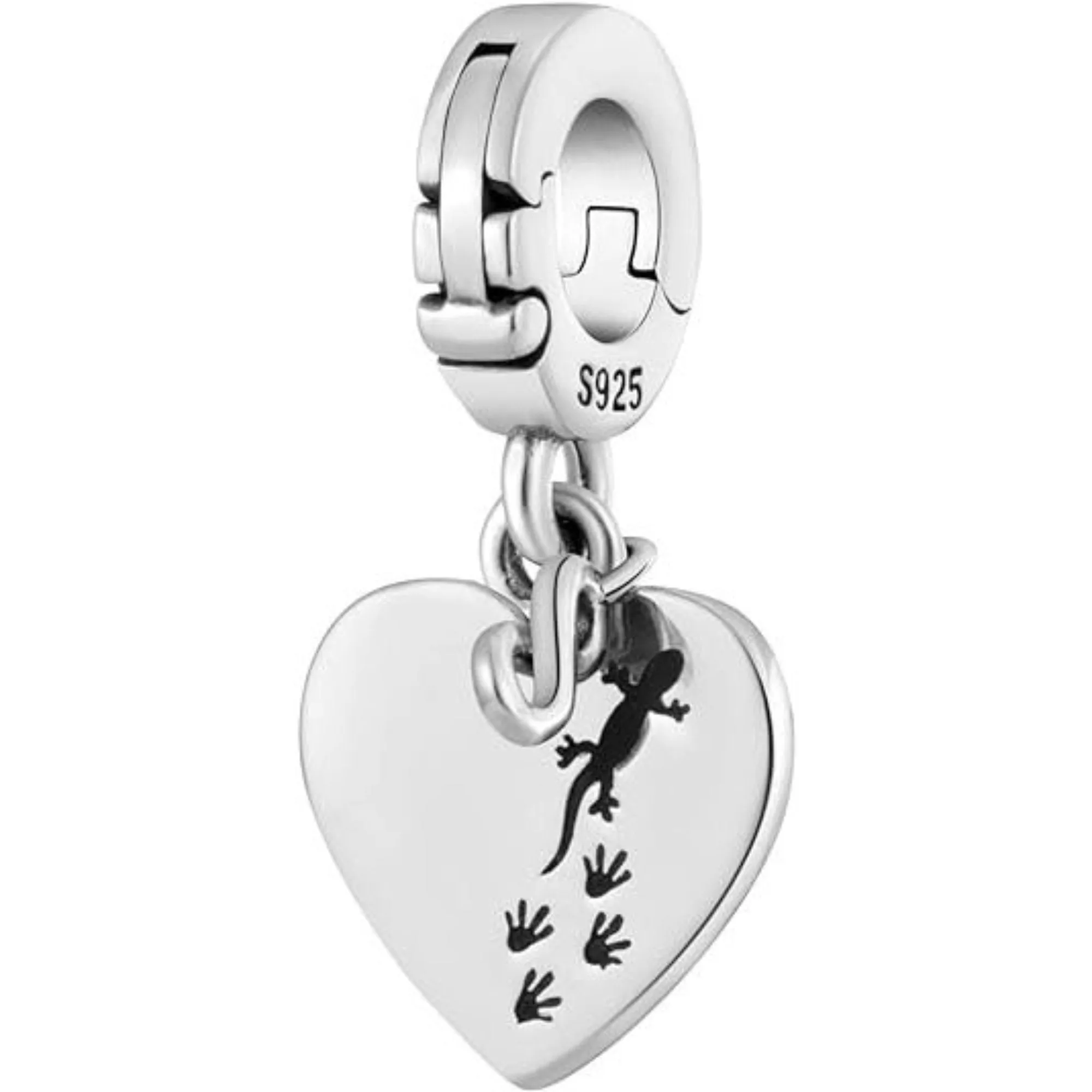 Lizard Footprint Heart Bead Charm